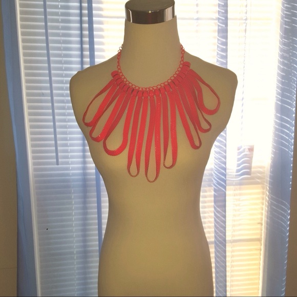 Ella | Neon Pink Statement Chain Necklace - Picture 2 of 5